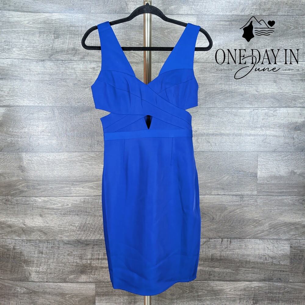 Bcbgmaxazria Annalisa Cutout Dress Deep Royal Blue Bodycon NWT Size 4